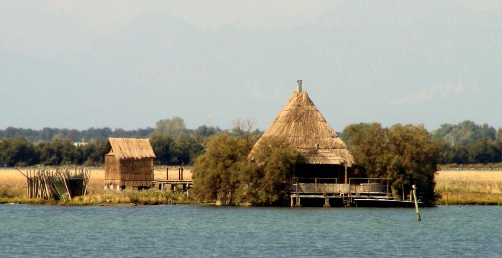 huts in the lagoon of Marano