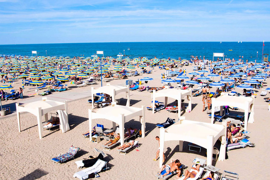 Sottomarina beach parasols gazebos sun and sea in Chioggia